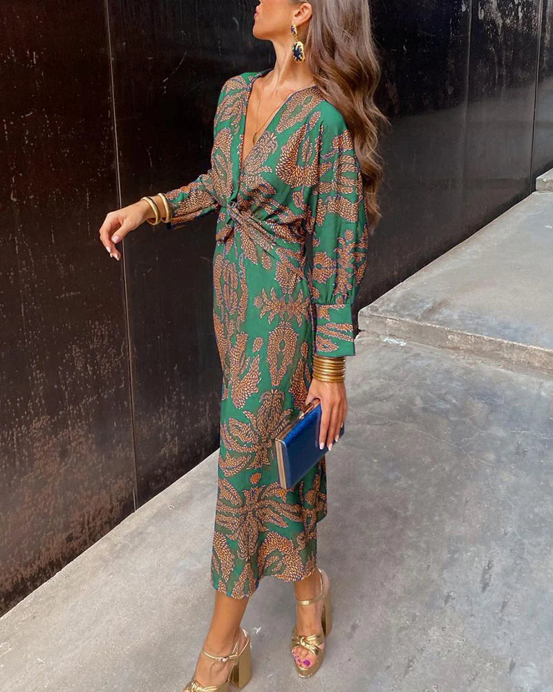 Harper™ | Vestido elegante de manga larga con estampado floral