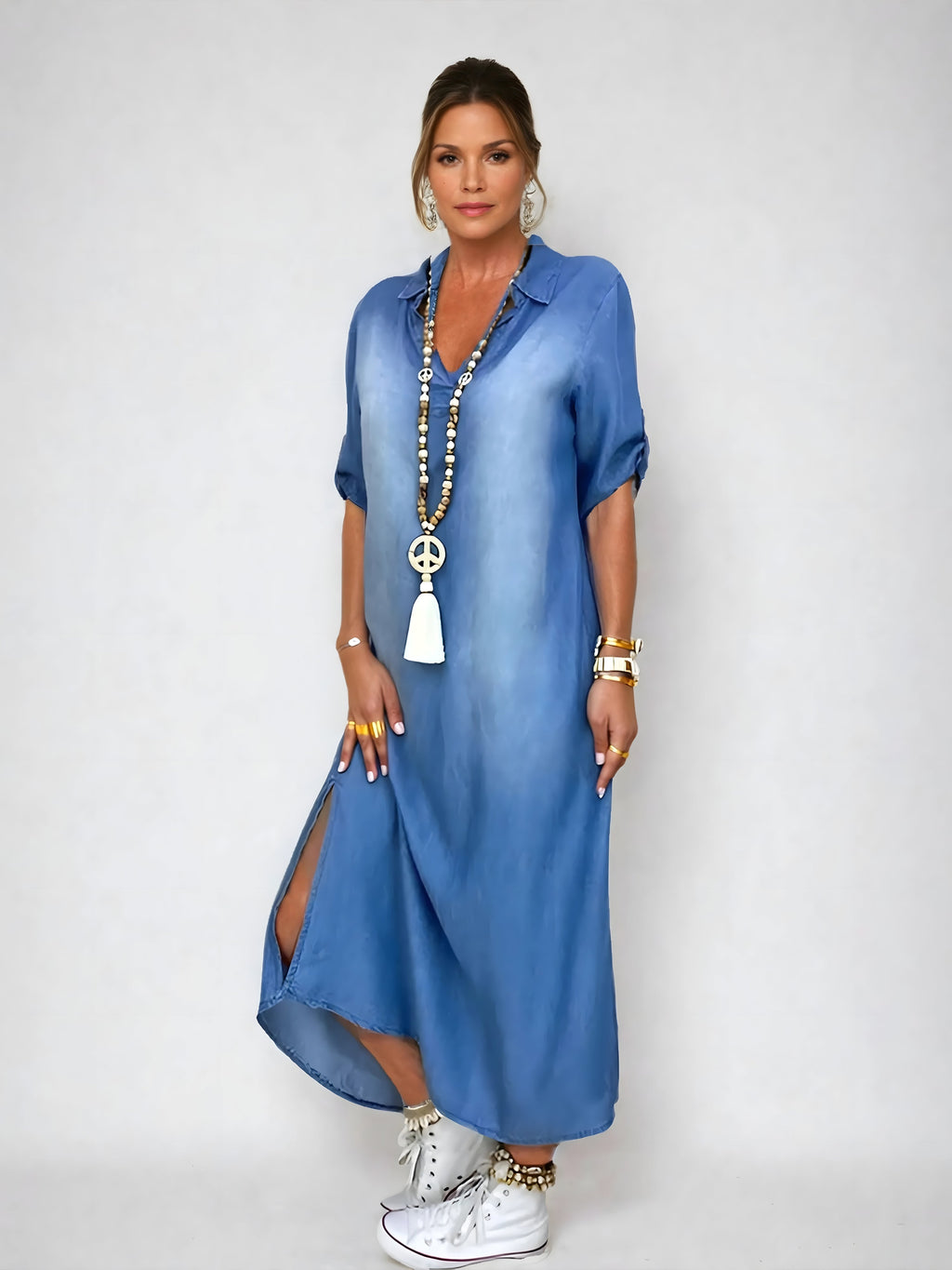 Devorah™ | Abito Maxi in Denim Chic