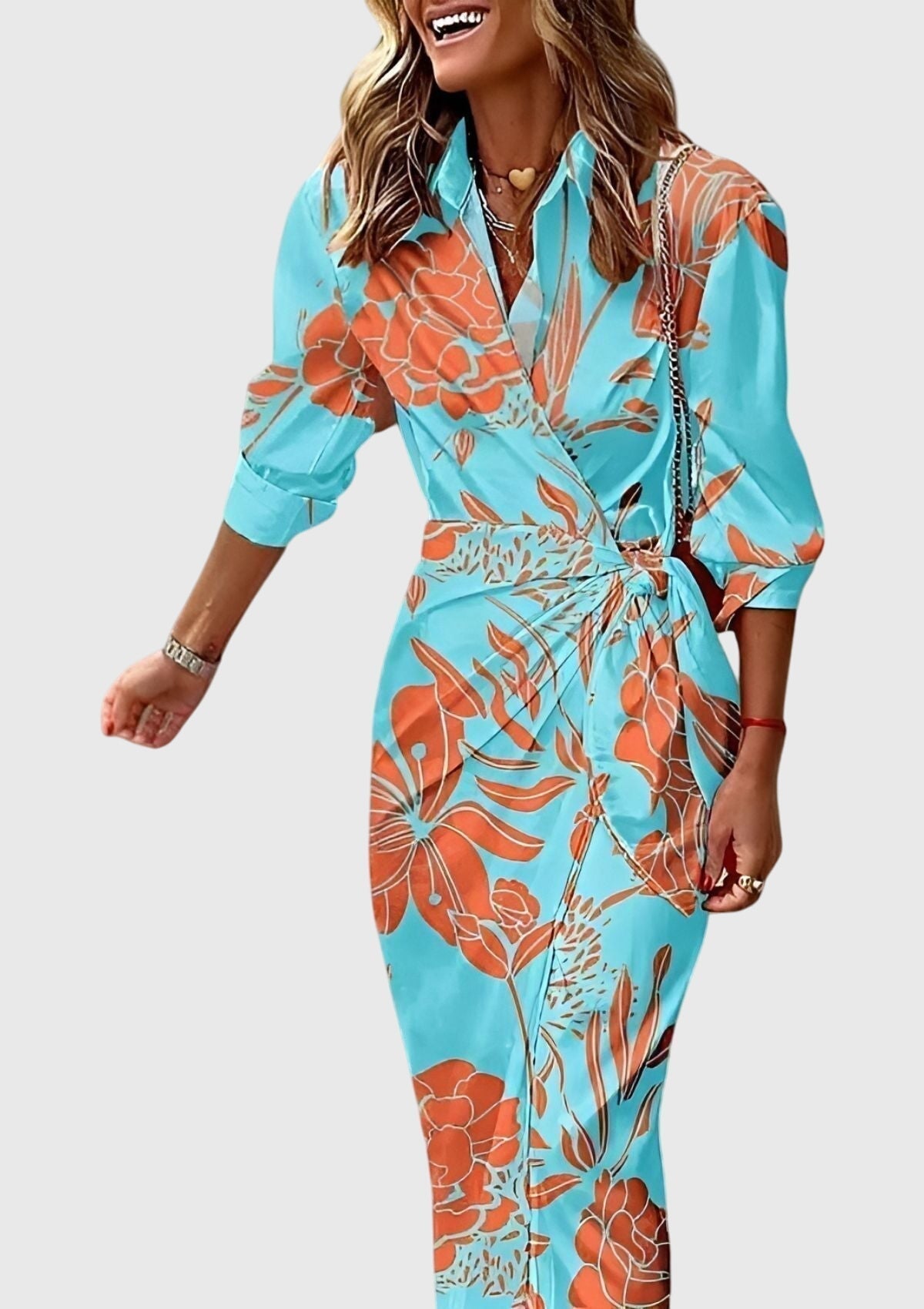 Everly | Vestido Elegante Cruzado con Estampado