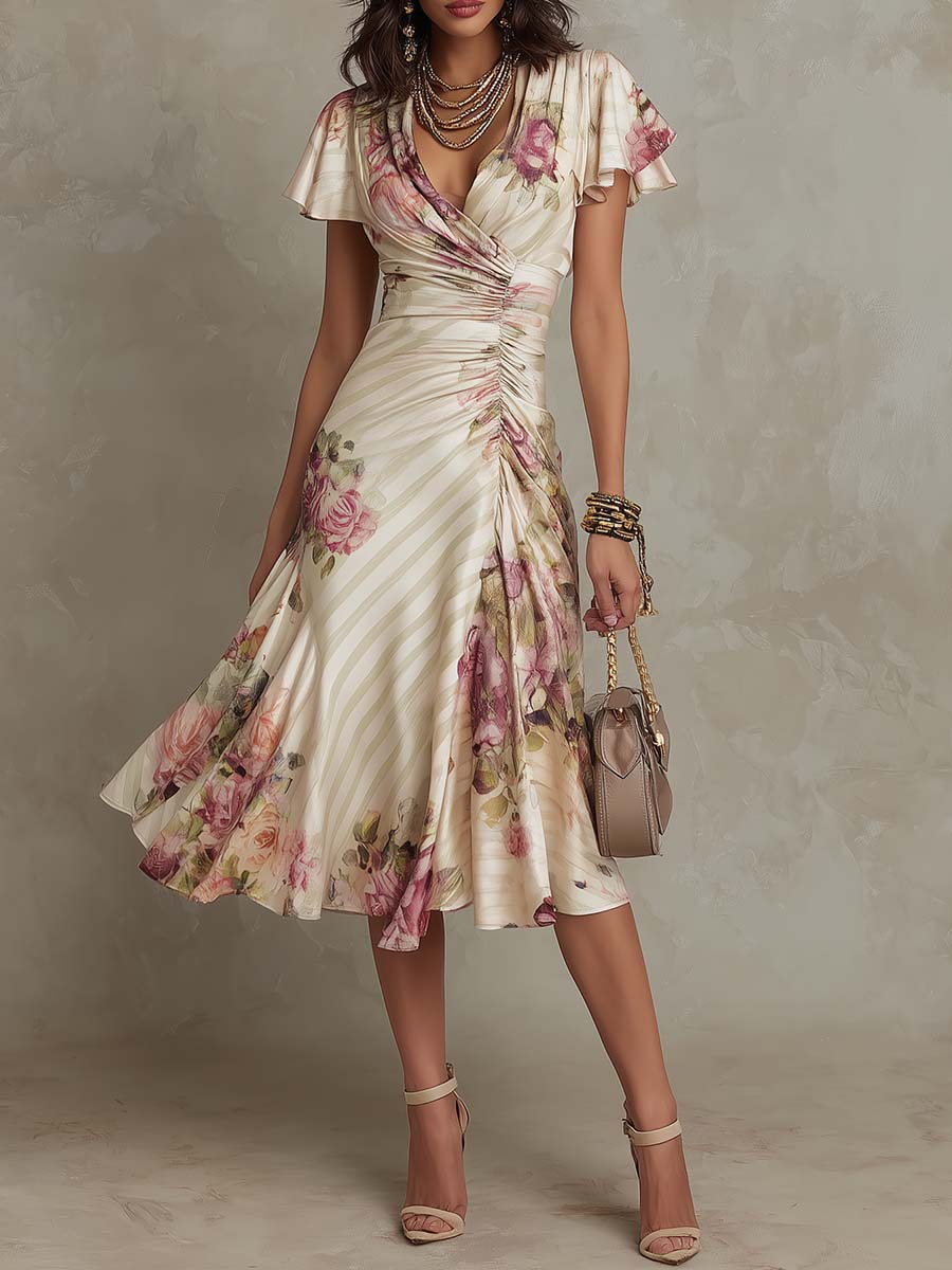 Camile | Vestido Elegante Floral Draped Camille