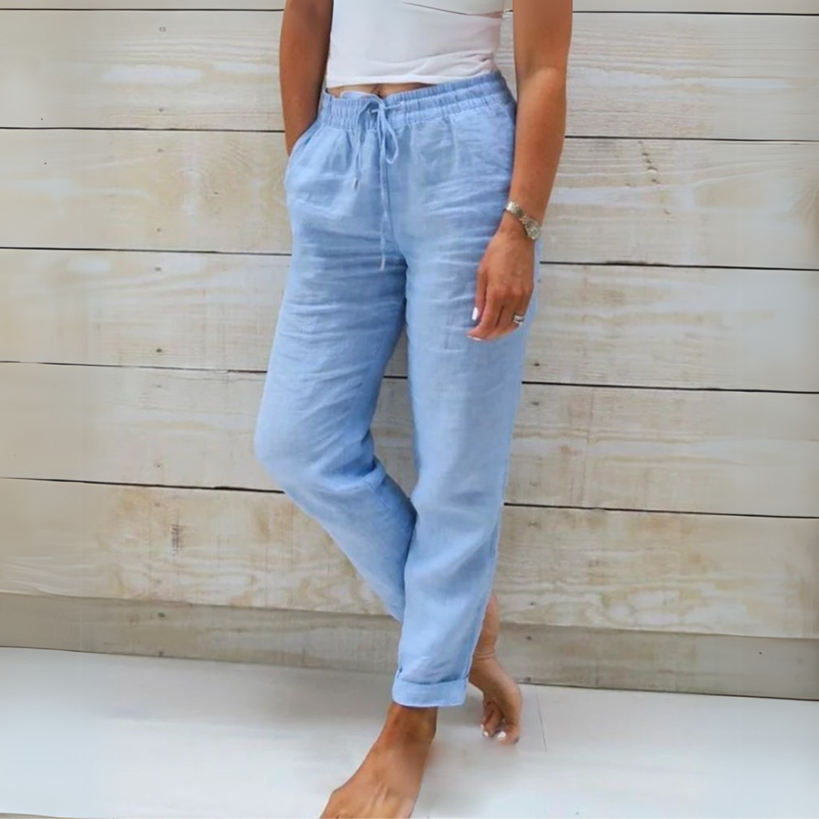 Allison - Pantaloni Tailored in Lino e Cotone di Lusso