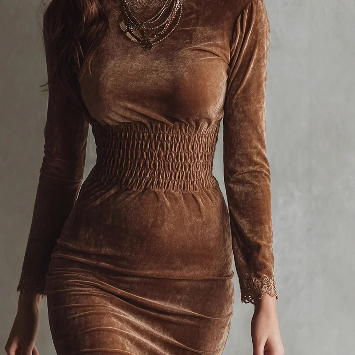 Calista | VESTIDO DE VELUR CON CINTURA ELÁSTICA