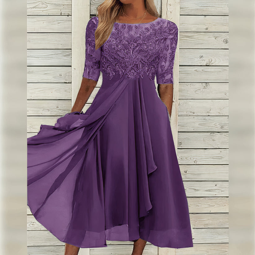 Harper™ | Abito midi in pizzo elegante