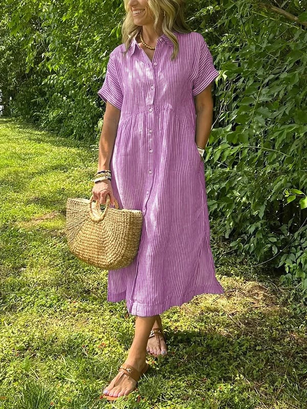 Ishka™ | Vestido de Camisa a Rayas