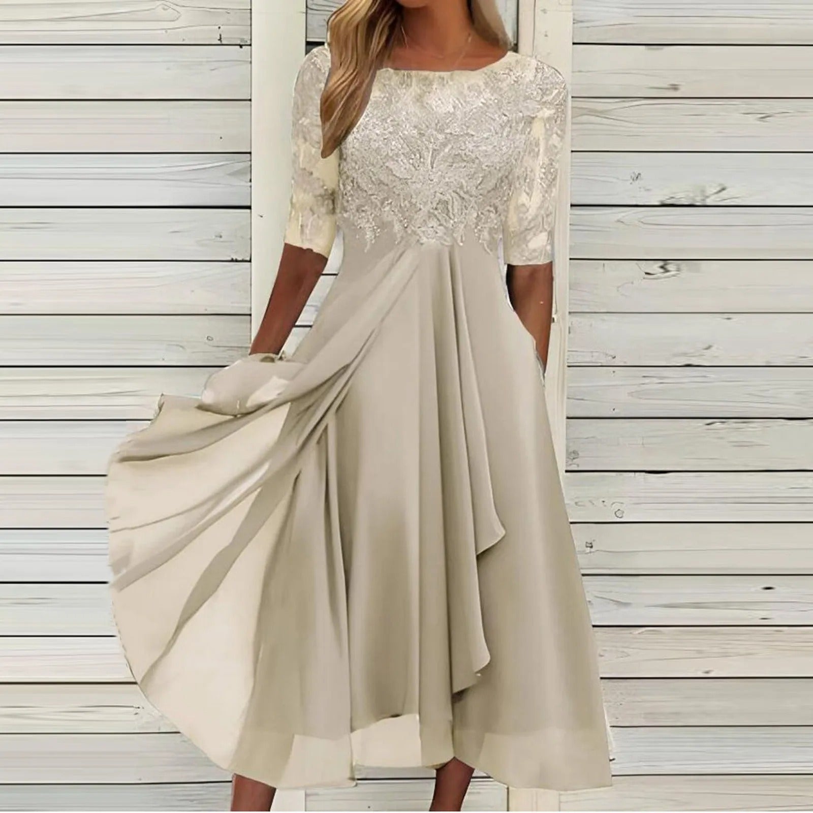 Harper™ | Abito midi in pizzo elegante